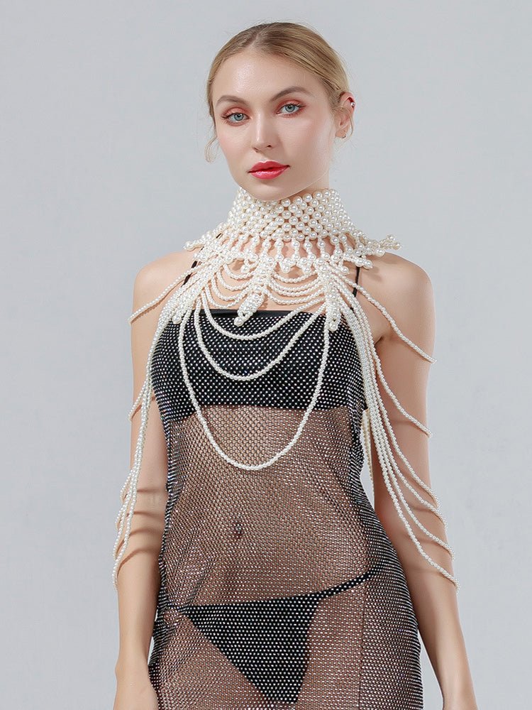 Body Chain Pearl Breast Chain Luxury Hand Woven Dress Accessories - Thingy-London